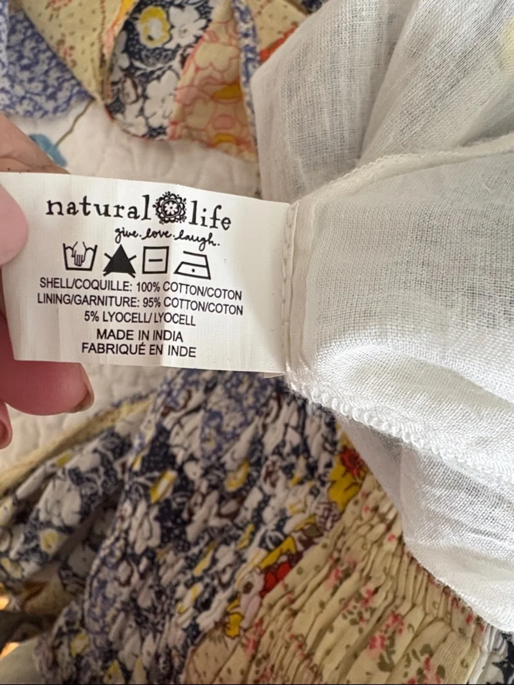 Natural Life Mix It Up Patchwork Floral Maxi Skirt in Blue, White & yellow. L/XL - Picture 9 of 9